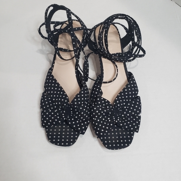 Loeffler Randall Leia Polka Dot Ankle Wrap Low Heel Sandals Size 8.5 B - Picture 6 of 13